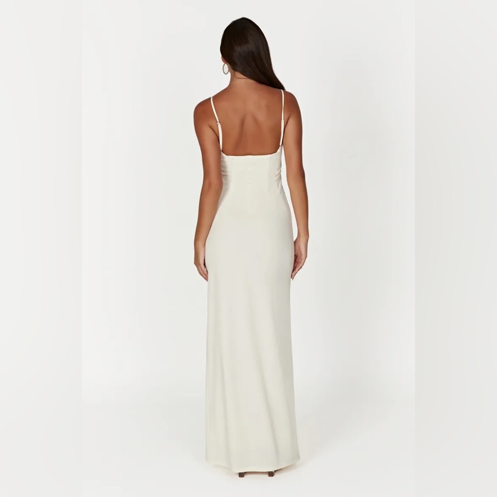 MESHKI Amorette Lace Trim Maxi Dress in Bone Size Medium - Picture 5 of 16
